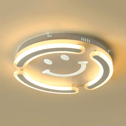 Acrylic Smile Face Flush Mount Light Kids LED Ceiling Lamp in White for Game Room Bedroom White Clearhalo 'Ceiling Lights' 'Close To Ceiling Lights' 'Close to ceiling' 'Flush mount' Lighting' 192586