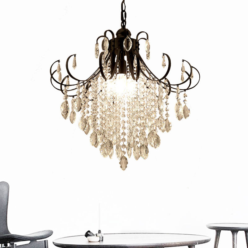 Glam Teardrop Pendant Light Metal Curved Arm Cascading Crystal Strands Chandelier Clearhalo 'Ceiling Lights' 'Modern Pendants' 'Modern' 'Pendant Lights' 'Pendants' Lighting' 1926829