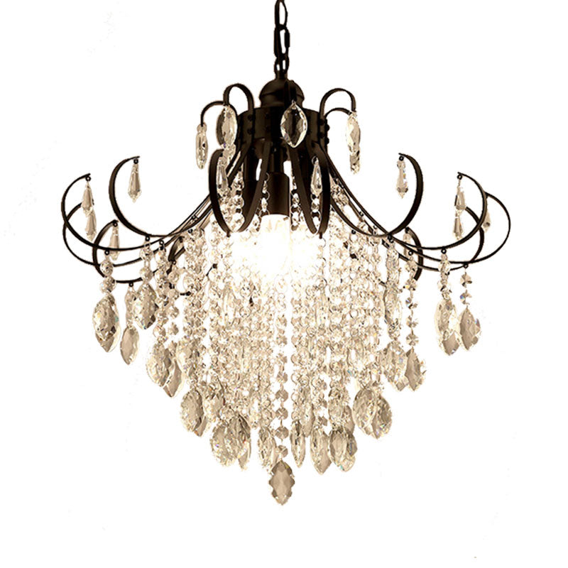 Glam Teardrop Pendant Light Metal Curved Arm Cascading Crystal Strands Chandelier Clearhalo 'Ceiling Lights' 'Modern Pendants' 'Modern' 'Pendant Lights' 'Pendants' Lighting' 1926831
