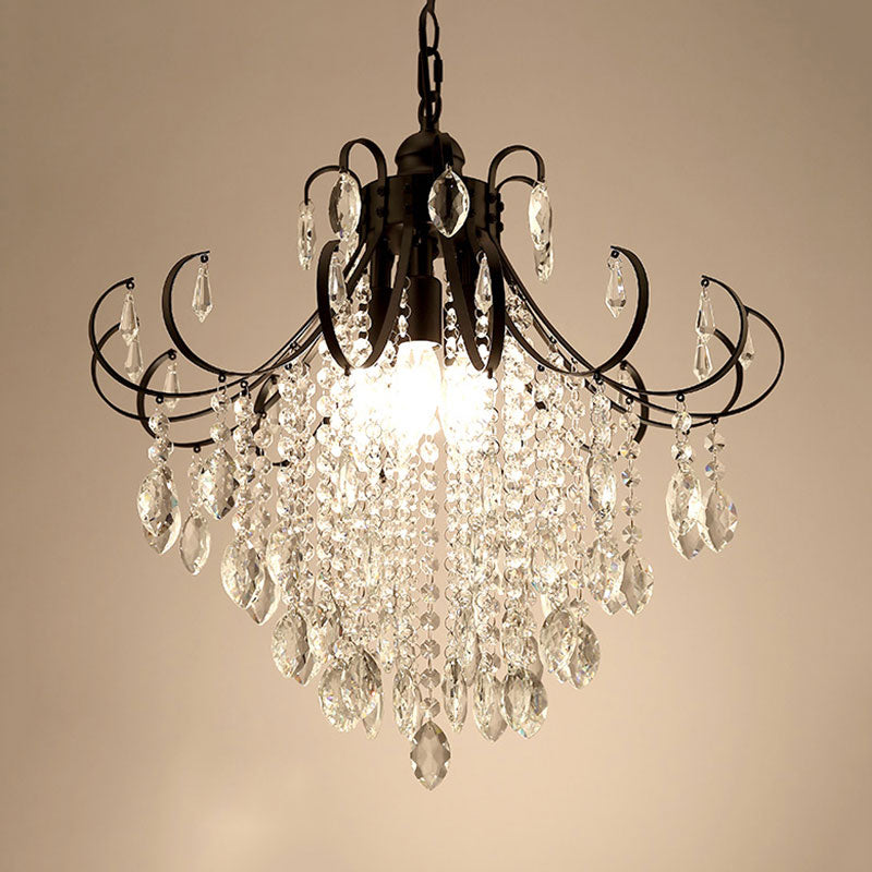 Glam Teardrop Pendant Light Metal Curved Arm Cascading Crystal Strands Chandelier Clearhalo 'Ceiling Lights' 'Modern Pendants' 'Modern' 'Pendant Lights' 'Pendants' Lighting' 1926832