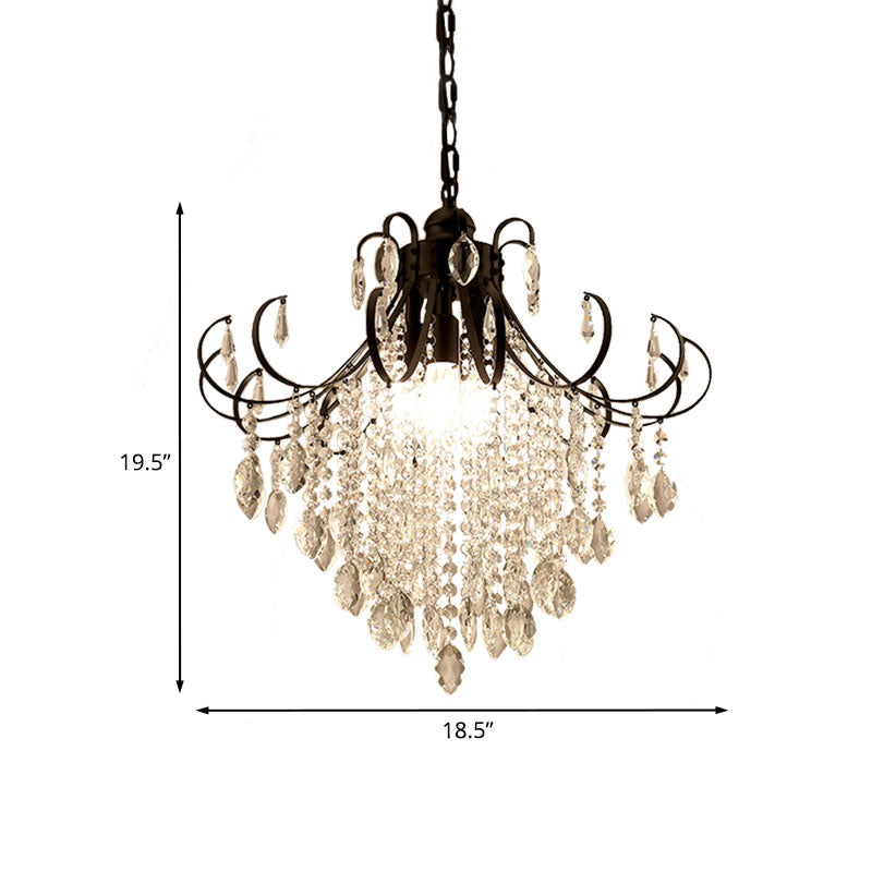 Glam Teardrop Pendant Light Metal Curved Arm Cascading Crystal Strands Chandelier Clearhalo 'Ceiling Lights' 'Modern Pendants' 'Modern' 'Pendant Lights' 'Pendants' Lighting' 1926833