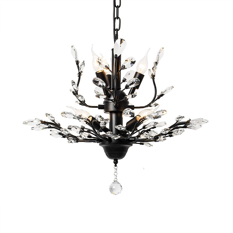 Candle Bare Bulb Metal Chandelier Crystal Teardrop Chandelier with Crystal Ball Final Clearhalo 'Ceiling Lights' 'Chandeliers' 'Modern Chandeliers' 'Modern' Lighting' 1926942