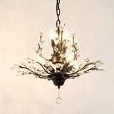 Candle Bare Bulb Metal Chandelier Crystal Teardrop Chandelier with Crystal Ball Final Clearhalo 'Ceiling Lights' 'Chandeliers' 'Modern Chandeliers' 'Modern' Lighting' 1926943