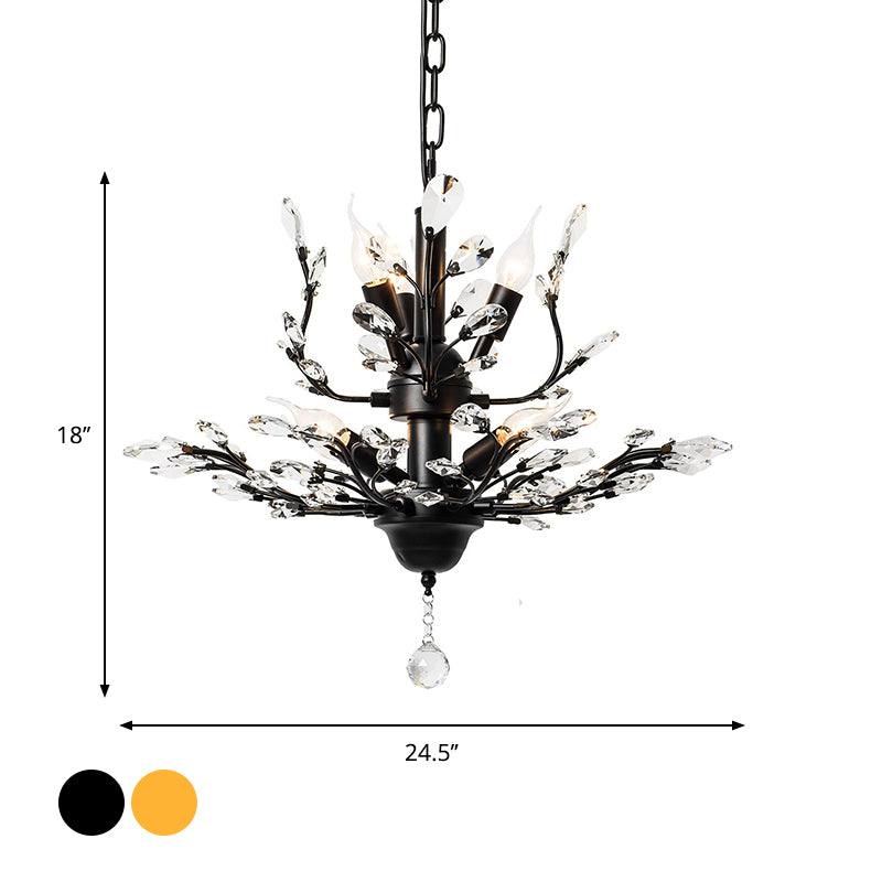 Candle Bare Bulb Metal Chandelier Crystal Teardrop Chandelier with Crystal Ball Final Clearhalo 'Ceiling Lights' 'Chandeliers' 'Modern Chandeliers' 'Modern' Lighting' 1926944