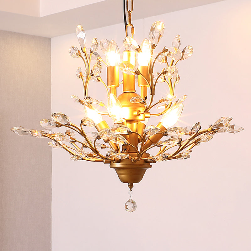 Candle Bare Bulb Metal Chandelier Crystal Teardrop Chandelier with Crystal Ball Final Clearhalo 'Ceiling Lights' 'Chandeliers' 'Modern Chandeliers' 'Modern' Lighting' 1926947