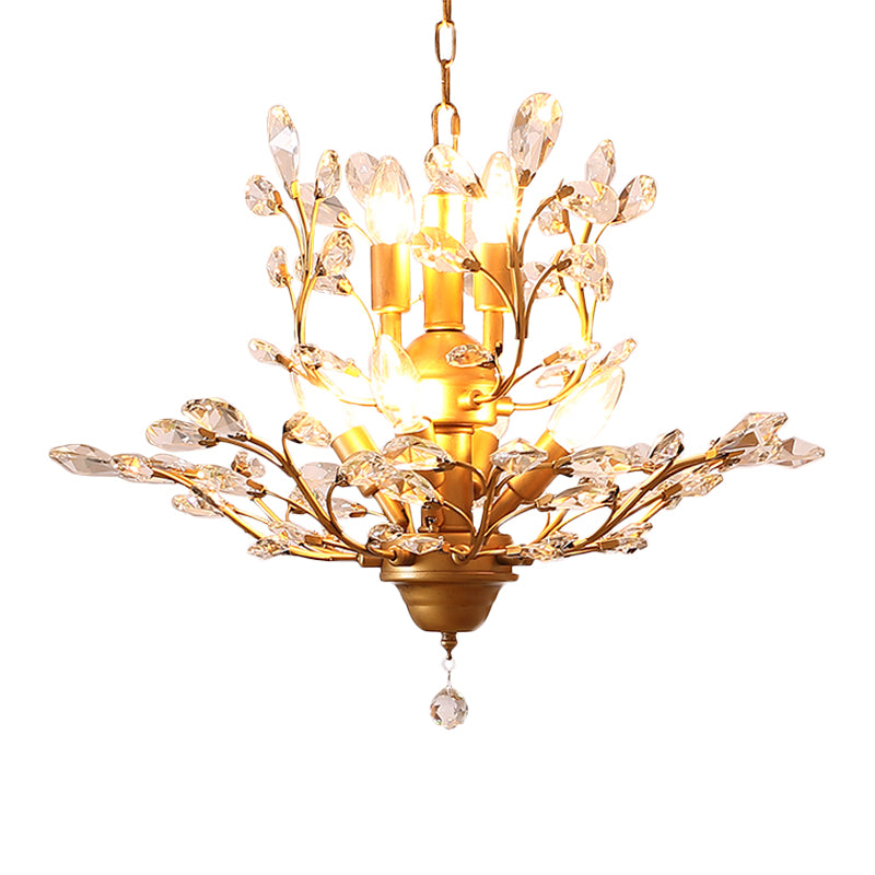 Candle Bare Bulb Metal Chandelier Crystal Teardrop Chandelier with Crystal Ball Final Clearhalo 'Ceiling Lights' 'Chandeliers' 'Modern Chandeliers' 'Modern' Lighting' 1926948