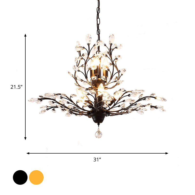 Candle Bare Bulb Metal Chandelier Crystal Teardrop Chandelier with Crystal Ball Final Clearhalo 'Ceiling Lights' 'Chandeliers' 'Modern Chandeliers' 'Modern' Lighting' 1926953