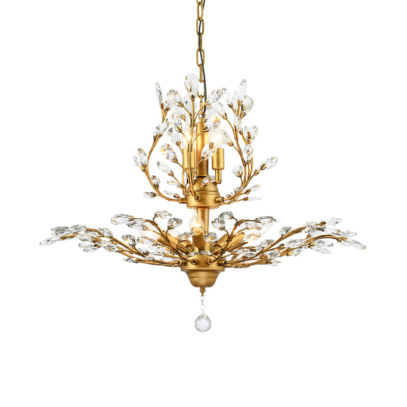 Candle Bare Bulb Metal Chandelier Crystal Teardrop Chandelier with Crystal Ball Final Clearhalo 'Ceiling Lights' 'Chandeliers' 'Modern Chandeliers' 'Modern' Lighting' 1926957