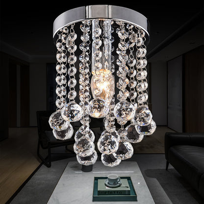Round Crystal Balls Flush Mount Light Chrome Finish Flushmount Ceiling Light for Hallway Clear Clearhalo 'Ceiling Lights' 'Close To Ceiling Lights' 'Close to ceiling' 'Flush mount' Lighting' 1926959