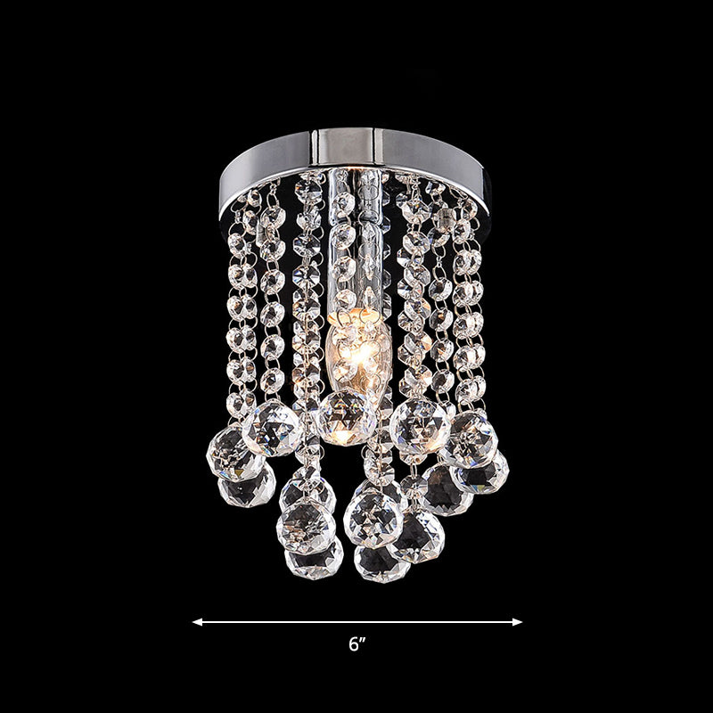 Round Crystal Balls Flush Mount Light Chrome Finish Flushmount Ceiling Light for Hallway Clearhalo 'Ceiling Lights' 'Close To Ceiling Lights' 'Close to ceiling' 'Flush mount' Lighting' 1926962