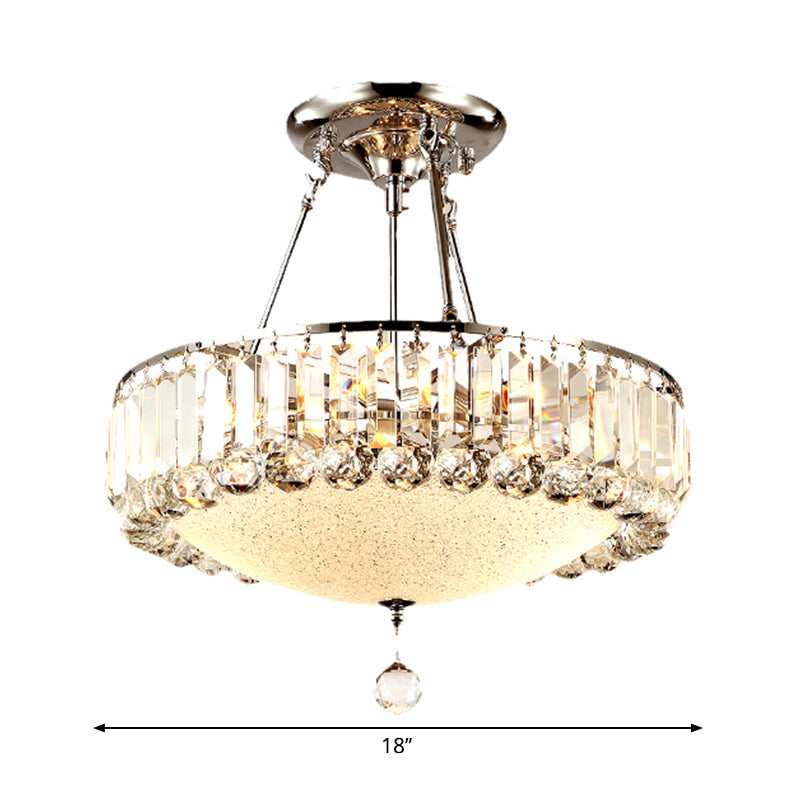 Cylinder Chrome Crystal Pendant Light Frosted Glass Panel Pendant Chandelier with Crystal Drop Final Clearhalo 'Ceiling Lights' 'Chandeliers' 'Clear' 'Industrial' 'Modern Chandeliers' 'Modern' 'Tiffany' 'Traditional Chandeliers' Lighting' 1927048