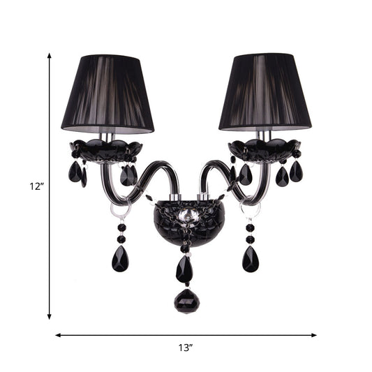 Black Candle-Style Wall Lamp Crystal S-Shape Arm Wall Sconce Clearhalo 'Wall Lamps & Sconces' 'Wall Lights' Lighting' 1927127