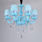 Blue Candle-Style Curved Arm Chandelier Clear Crystal Strands Ceiling Light Clearhalo 'Ceiling Lights' 'Chandeliers' Lighting' options 1927146