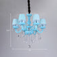 Blue Candle-Style Curved Arm Chandelier Clear Crystal Strands Ceiling Light Clearhalo 'Ceiling Lights' 'Chandeliers' Lighting' options 1927147