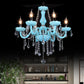 Blue Candle-Style Curved Arm Chandelier Clear Crystal Strands Ceiling Light Clearhalo 'Ceiling Lights' 'Chandeliers' Lighting' options 1927148