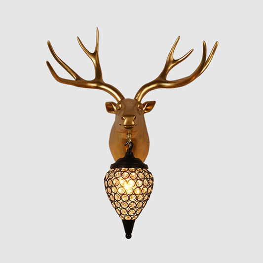 Metal Animal Wall Sconce Black Crystal Hollow Cone Shade Wall Light Clearhalo 'Wall Lamps & Sconces' 'Wall Lights' Lighting' 1927200