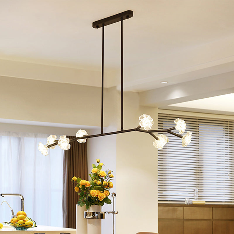 Radial Linear Chandelier Clear Crystal Floral Shade Chandelier for Dining Room Clearhalo 'Ceiling Lights' 'Chandeliers' 'Modern Chandeliers' 'Modern' Lighting' 1927216