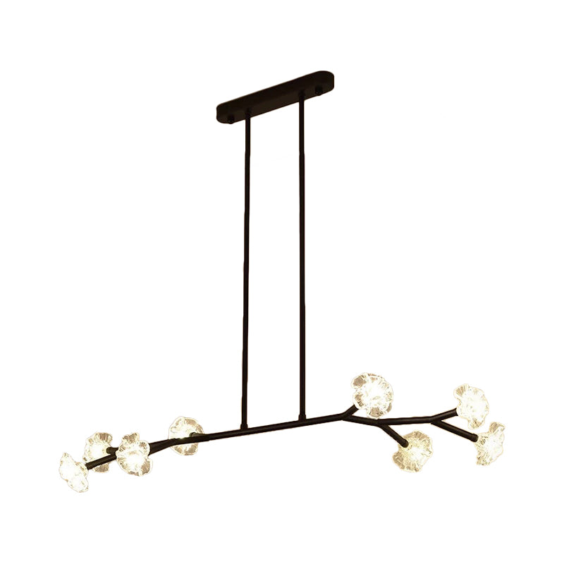 Radial Linear Chandelier Clear Crystal Floral Shade Chandelier for Dining Room Clearhalo 'Ceiling Lights' 'Chandeliers' 'Modern Chandeliers' 'Modern' Lighting' 1927218