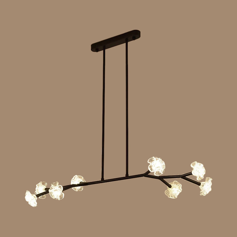 Radial Linear Chandelier Clear Crystal Floral Shade Chandelier for Dining Room Clearhalo 'Ceiling Lights' 'Chandeliers' 'Modern Chandeliers' 'Modern' Lighting' 1927219