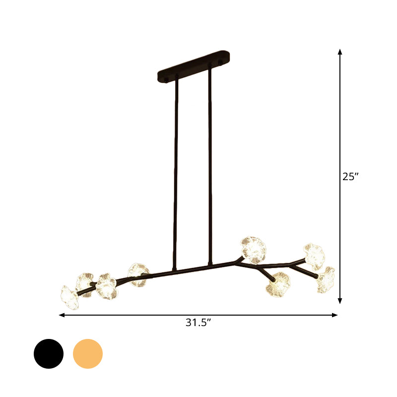 Radial Linear Chandelier Clear Crystal Floral Shade Chandelier for Dining Room Clearhalo 'Ceiling Lights' 'Chandeliers' 'Modern Chandeliers' 'Modern' Lighting' 1927220