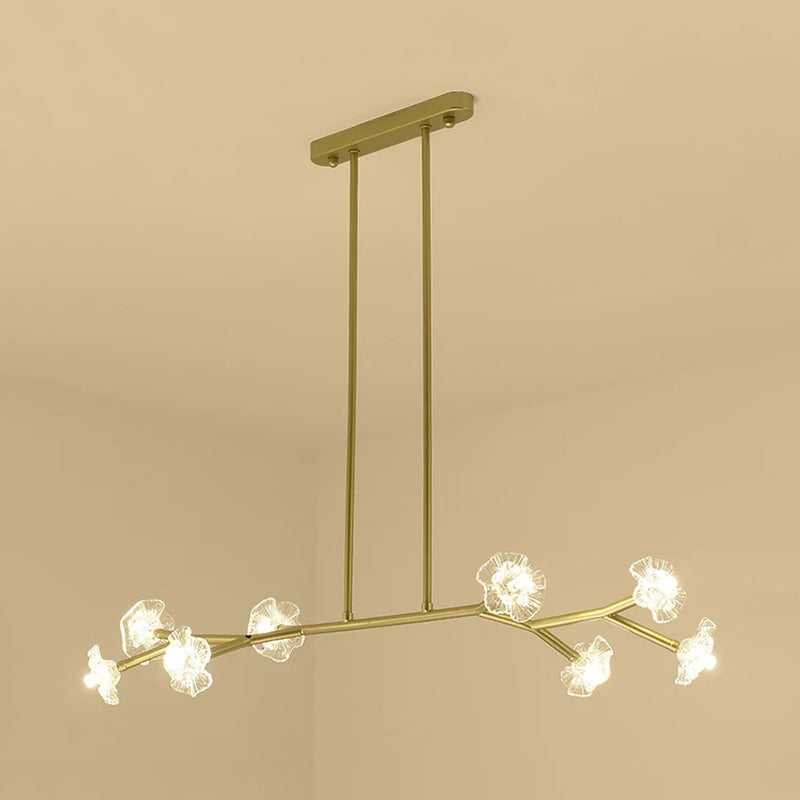 Radial Linear Chandelier Clear Crystal Floral Shade Chandelier for Dining Room Clearhalo 'Ceiling Lights' 'Chandeliers' 'Modern Chandeliers' 'Modern' Lighting' 1927222