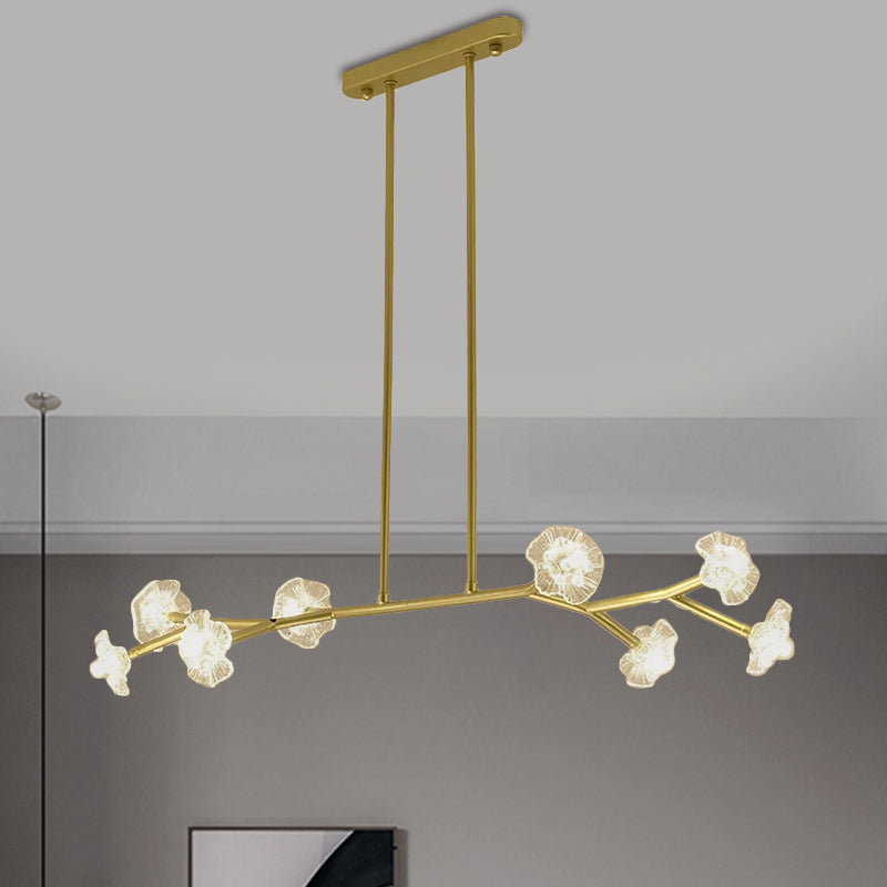 Radial Linear Chandelier Clear Crystal Floral Shade Chandelier for Dining Room Clearhalo 'Ceiling Lights' 'Chandeliers' 'Modern Chandeliers' 'Modern' Lighting' 1927223