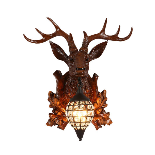 Traditional Metal Deer Wall Sconce Crystal Mesh Cone Shade Wall Light Clearhalo 'Wall Lamps & Sconces' 'Wall Lights' Lighting' 1927238