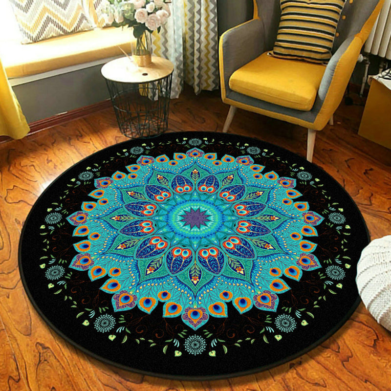 Ethnic Moroccan Rug Multi-Color Mandala Rug Non-Slip Backing Stain Resistant Carpet for Guest Room Blue Clearhalo 'Area Rug' 'Moroccan' 'Rugs' Rug' 1927286