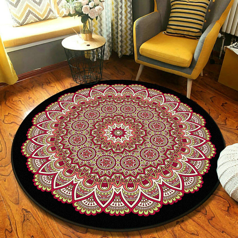 Ethnic Moroccan Rug Multi-Color Mandala Rug Non-Slip Backing Stain Resistant Carpet for Guest Room Red Clearhalo 'Area Rug' 'Moroccan' 'Rugs' Rug' 1927293
