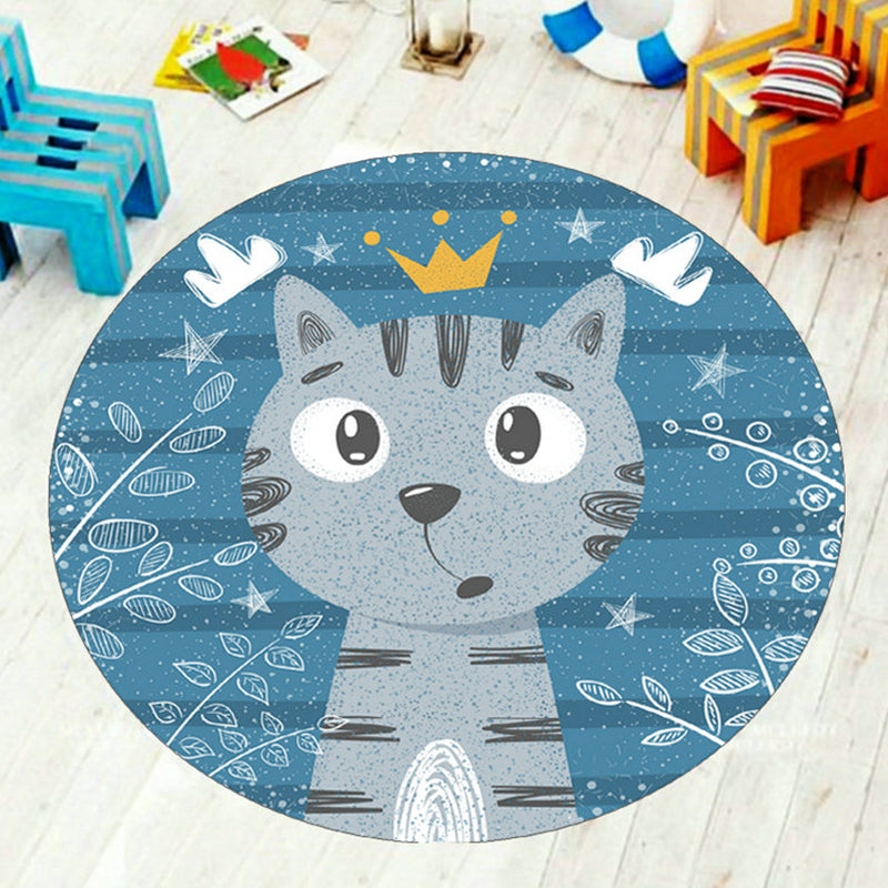 Cartoon Nursery Rug Multi-Color Animal Carpet Polyester Washable Stain-Proof Anti-Slip Backing Rug Blue Clearhalo 'Area Rug' 'Rug' 1927313