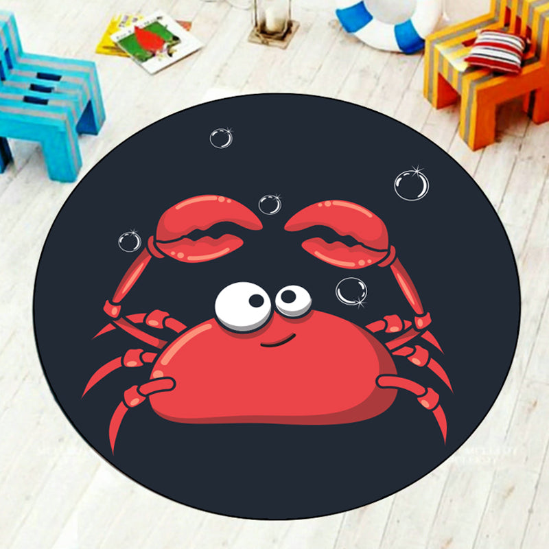Cartoon Nursery Rug Multi-Color Animal Carpet Polyester Washable Stain-Proof Anti-Slip Backing Rug Red Clearhalo 'Area Rug' 'Rug' 1927314