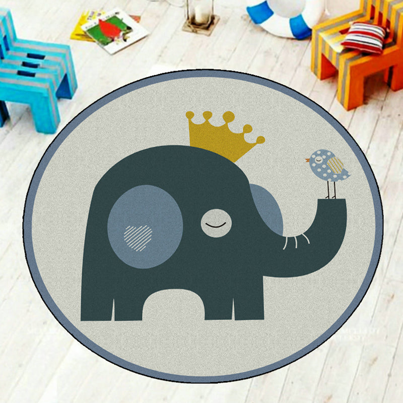 Cartoon Nursery Rug Multi-Color Animal Carpet Polyester Washable Stain-Proof Anti-Slip Backing Rug Grey Clearhalo 'Area Rug' 'Rug' 1927316