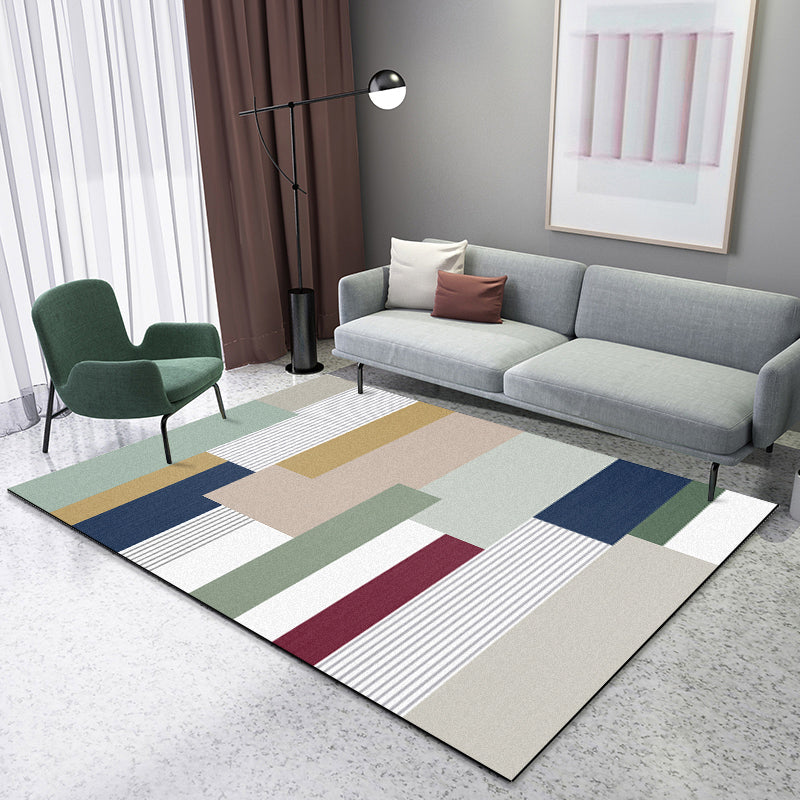 Novelty Colorblock Area Rug Multicolor Polyester Rug Stain-Proofing Non-Slip Carpet for Living Room Green Clearhalo 'Area Rug' 'Rug' 1927341