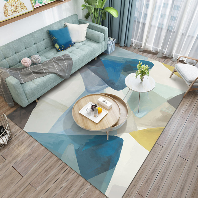 Novelty Colorblock Area Rug Multicolor Polyester Rug Stain-Proofing Non-Slip Carpet for Living Room Lake Blue Clearhalo 'Area Rug' 'Rug' 1927350