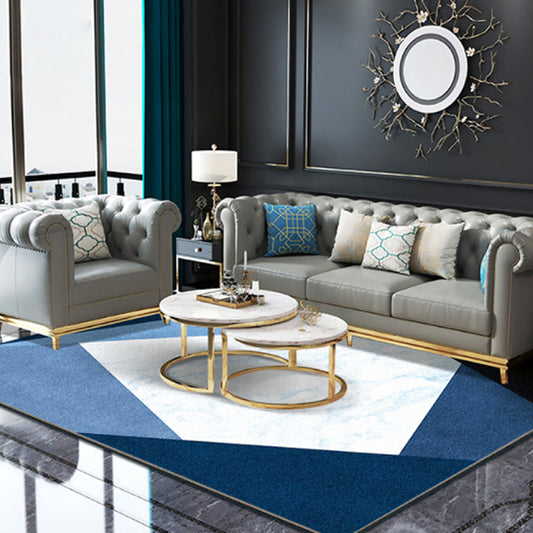 Novelty Colorblock Area Rug Multicolor Polyester Rug Stain-Proofing Non-Slip Carpet for Living Room Dark Blue