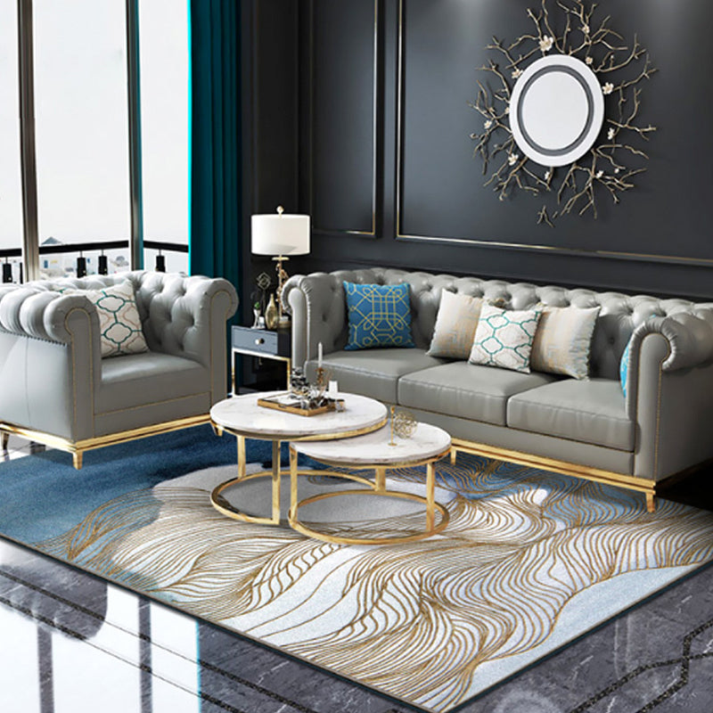 Novelty Colorblock Area Rug Multicolor Polyester Rug Stain-Proofing Non-Slip Carpet for Living Room Blue Clearhalo 'Area Rug' 'Rug' 1927353