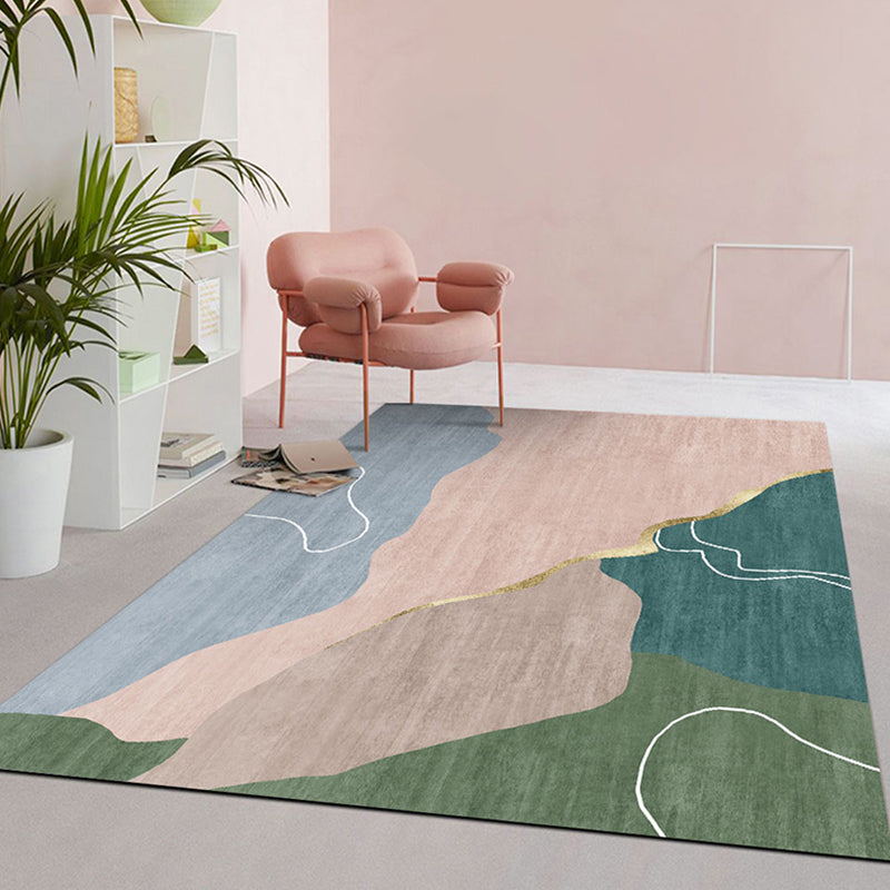 Morandi Color Abstract Rug Polypropylene Creative Carpet Machine Washable Rug for Home Decoration Green Clearhalo 'Area Rug' 'Rug' 1927354