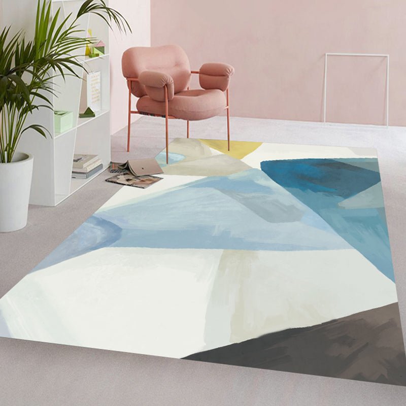 Morandi Color Abstract Rug Polypropylene Creative Carpet Machine Washable Rug for Home Decoration Blue Clearhalo 'Area Rug' 'Rug' 1927361