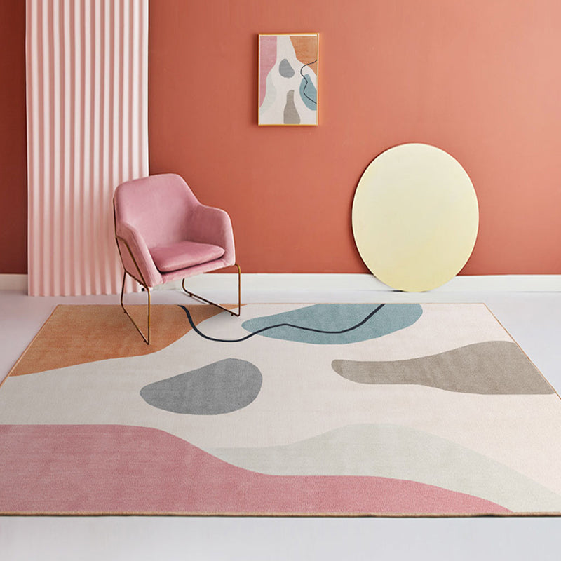 Morandi Color Abstract Rug Polypropylene Creative Carpet Machine Washable Rug for Home Decoration Beige Clearhalo 'Area Rug' 'Rug' 1927362