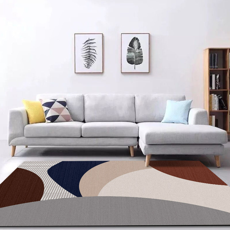 Pastel Morandi Color Block Rug Synthetics Nordic Area Carpet Anti-Slip Backing Easy Care Rug for Home Dark Brown Clearhalo 'Area Rug' 'Rug' 1927381
