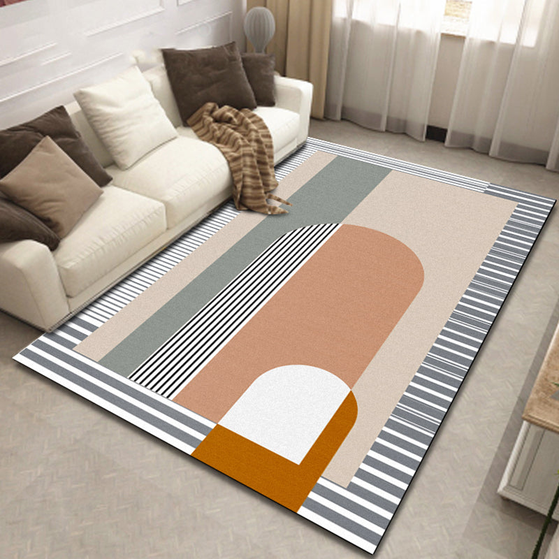Pastel Morandi Color Block Rug Synthetics Nordic Area Carpet Anti-Slip Backing Easy Care Rug for Home Yellow-Red Clearhalo 'Area Rug' 'Rug' 1927383