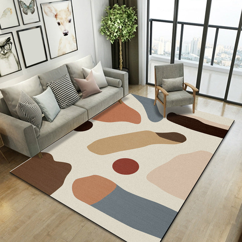 Pastel Morandi Color Block Rug Synthetics Nordic Area Carpet Anti-Slip Backing Easy Care Rug for Home Beige Clearhalo 'Area Rug' 'Rug' 1927384
