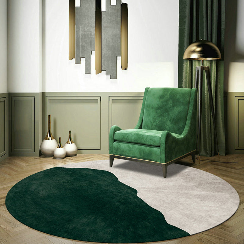 Nostalgic Green Modern Rug Polyester Colorblock Area Carpet Non-Slip Pet Friendly Washable Rug for Room Dark Green Clearhalo 'Area Rug' 'Rug' 1927395