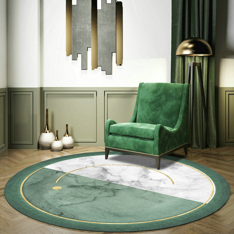 Nostalgic Green Modern Rug Polyester Colorblock Area Carpet Non-Slip Pet Friendly Washable Rug for Room Green Clearhalo 'Area Rug' 'Rug' 1927403
