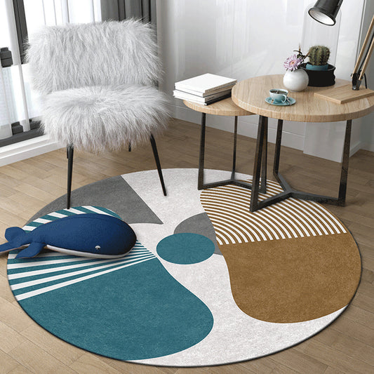 Unique Abstract Colorblock Area Rug Multi Colored Creative Carpet Polyester Washable Rug for Living Room Green