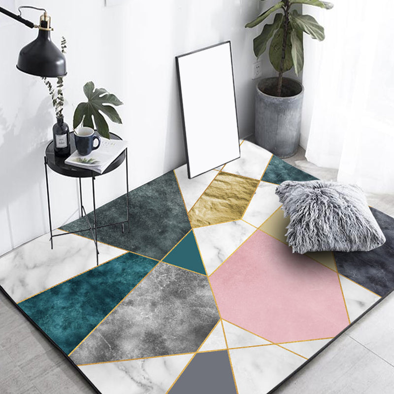 Soft Splicing Colorblock Rug Polypropylene Modernist Carpet Non-Slip Backing Rug for Home Decoration Black Clearhalo 'Area Rug' 'Modern' 'Rugs' Rug' 1927433