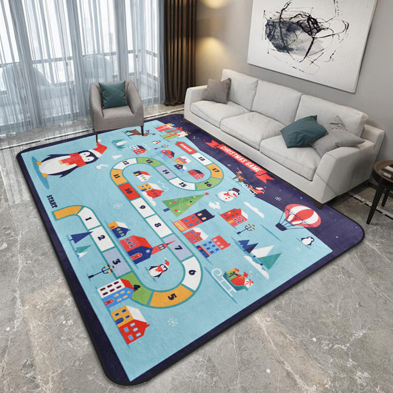 Cartoon Railway Area Rug Multi Color Polypropylene Carpet Pet Friendly Anti-Slip Rug for Kids Clearhalo 'Area Rug' 'Rug' 1927457