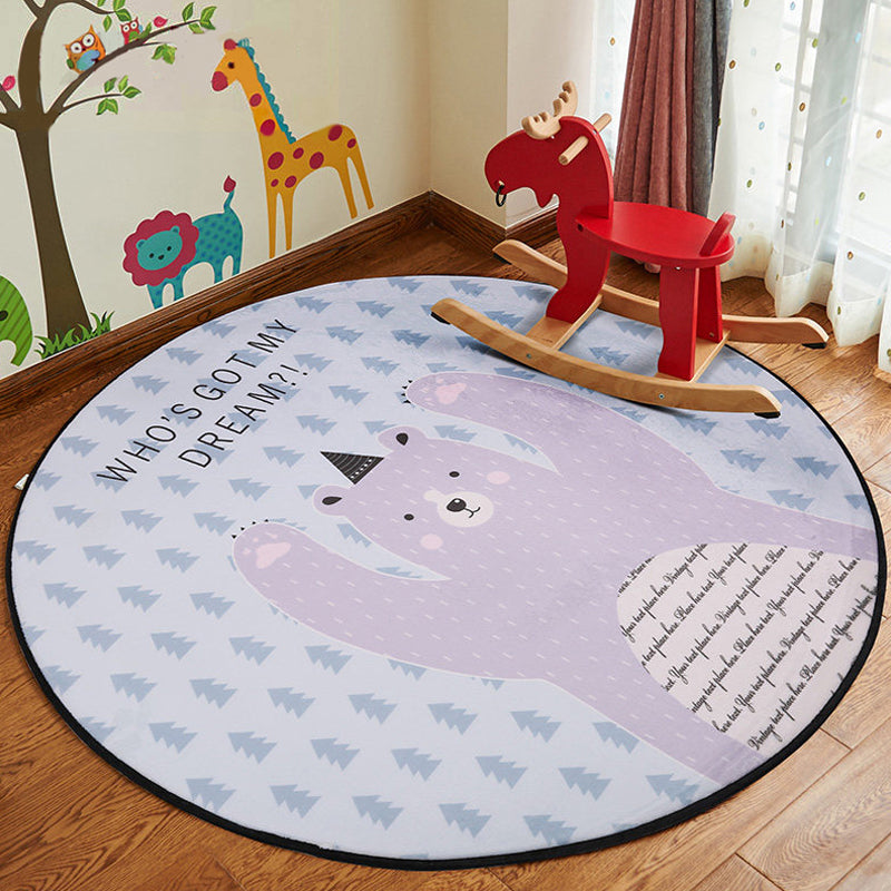 Cute Animal Patterned Rug Pastel Kids Style Carpet Polyester Non-Slip Rug for Childrens Room Purple Clearhalo 'Area Rug' 'Rug' 1927474