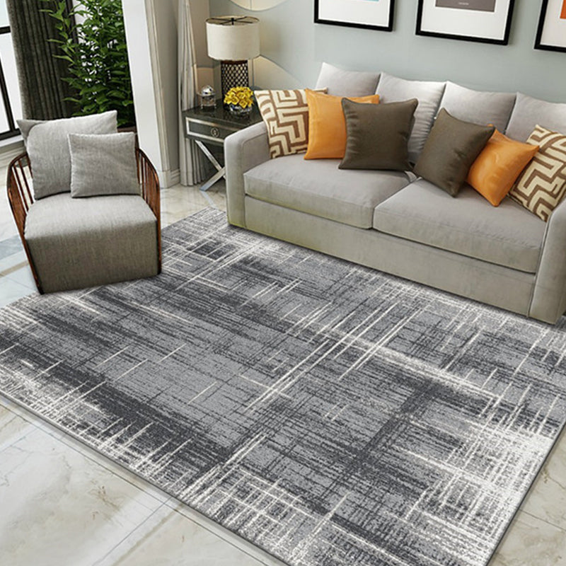Dark Color Minimalist Indoor Rug Polypropylene Abstract Carpet with Lines Easy Care Non-Slip Rug for Room Dark Gray Clearhalo 'Area Rug' 'Modern' 'Rugs' Rug' 1927485