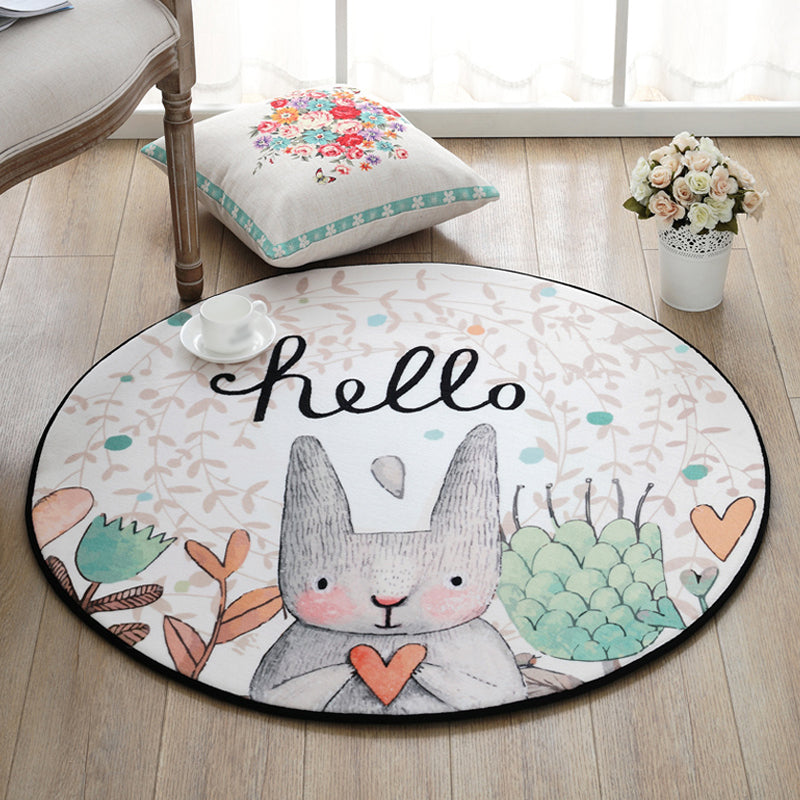 Cutest Cartoon Rug Multicolored Animal and Flower Print Carpet Polypropylene Rug for Kids Bedroom Green Clearhalo 'Area Rug' 'Rug' 1927486